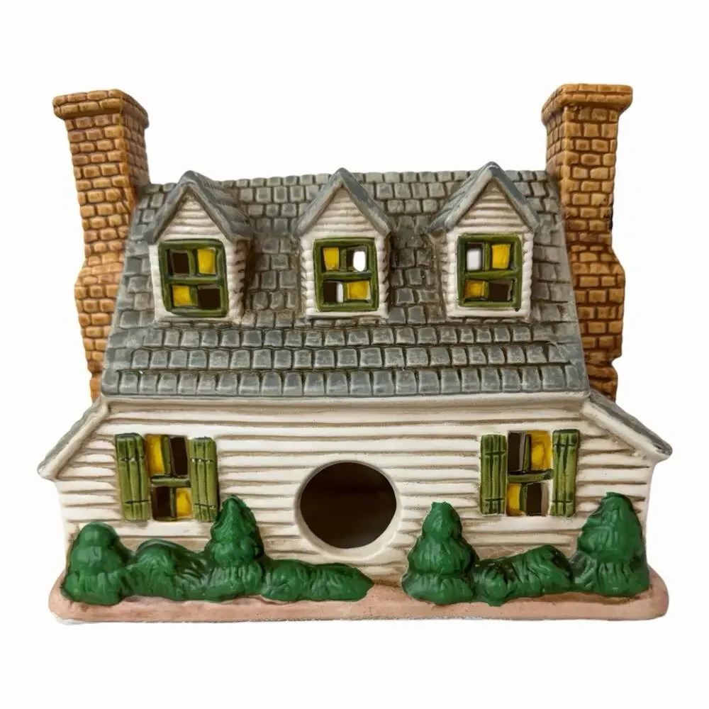 VTG 1986 LEFTON “KINGS COTTAGE” Colonial Village Hand Painted Porcelain Lighted
